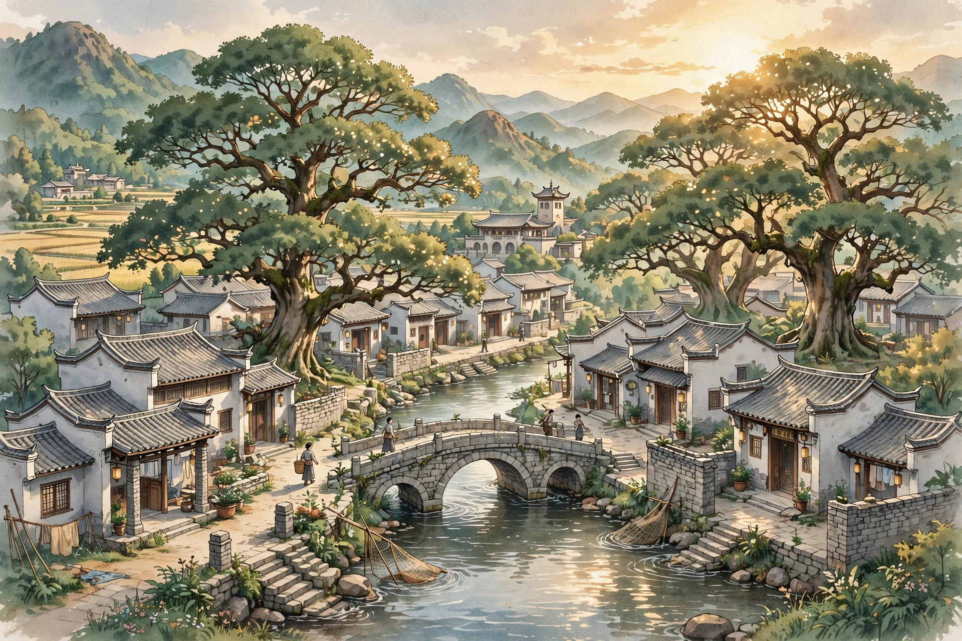 保山和顺古镇插画