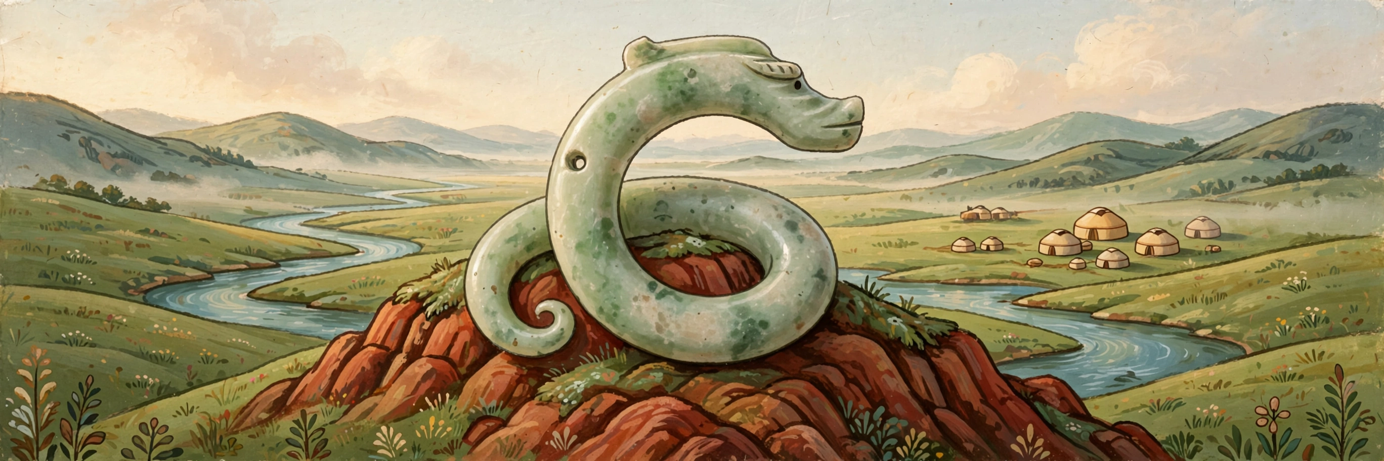 赤峰红山玉龙插画