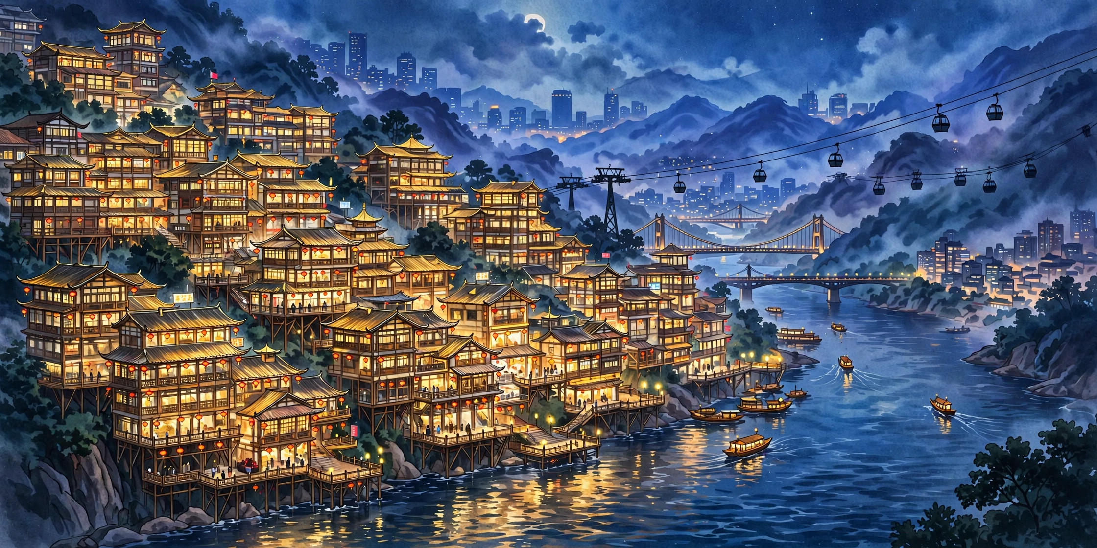 重庆洪崖洞插画