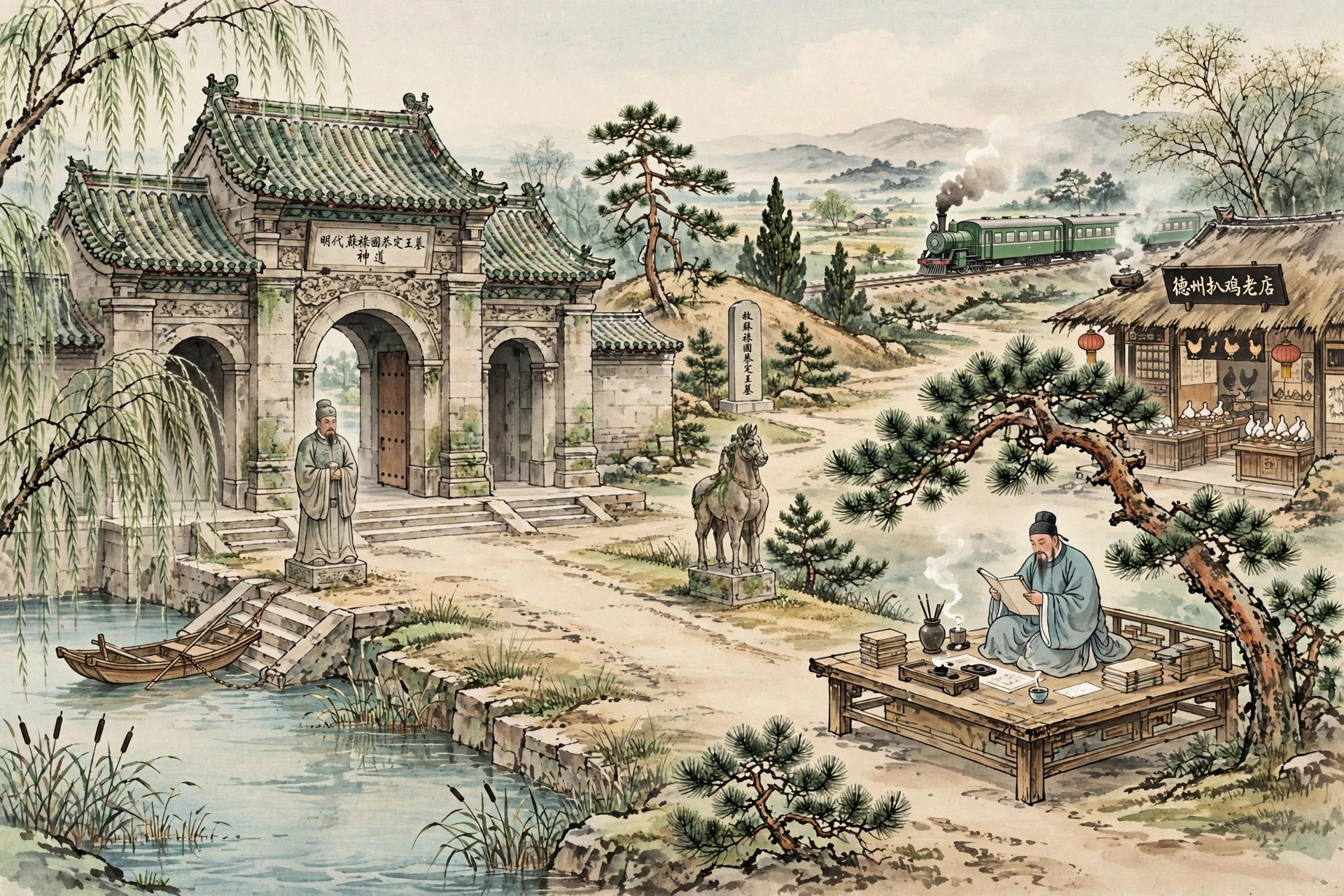德州苏禄王墓插画