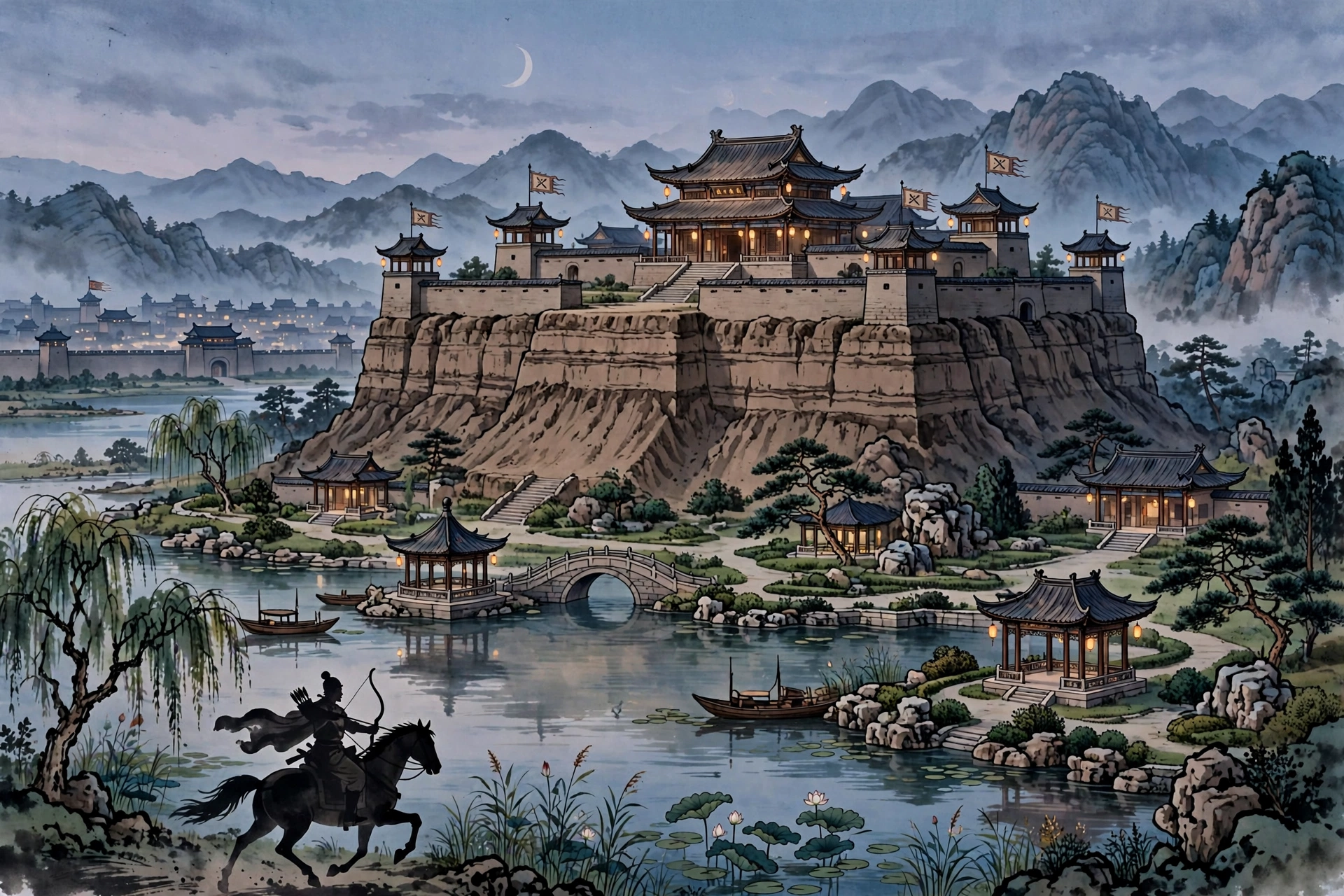 邯郸丛台与赵王城插画