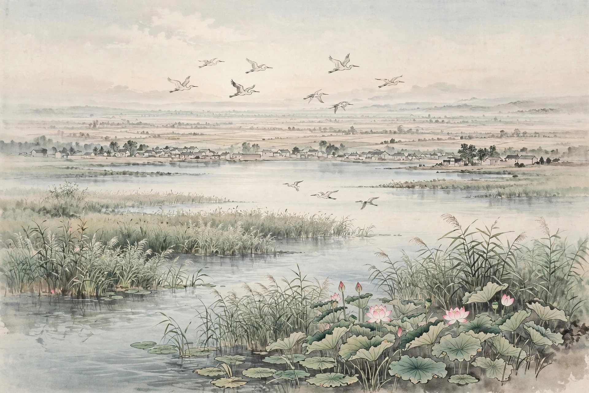 衡水湖插画