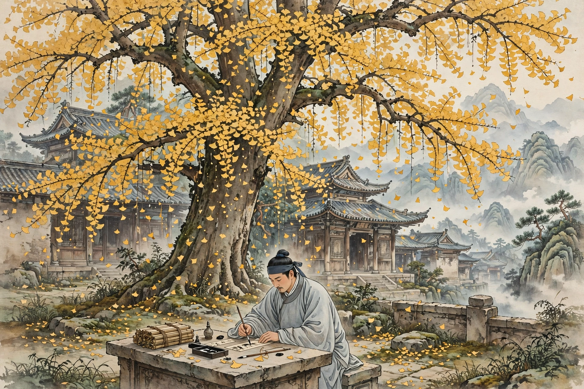 莒县银杏插画
