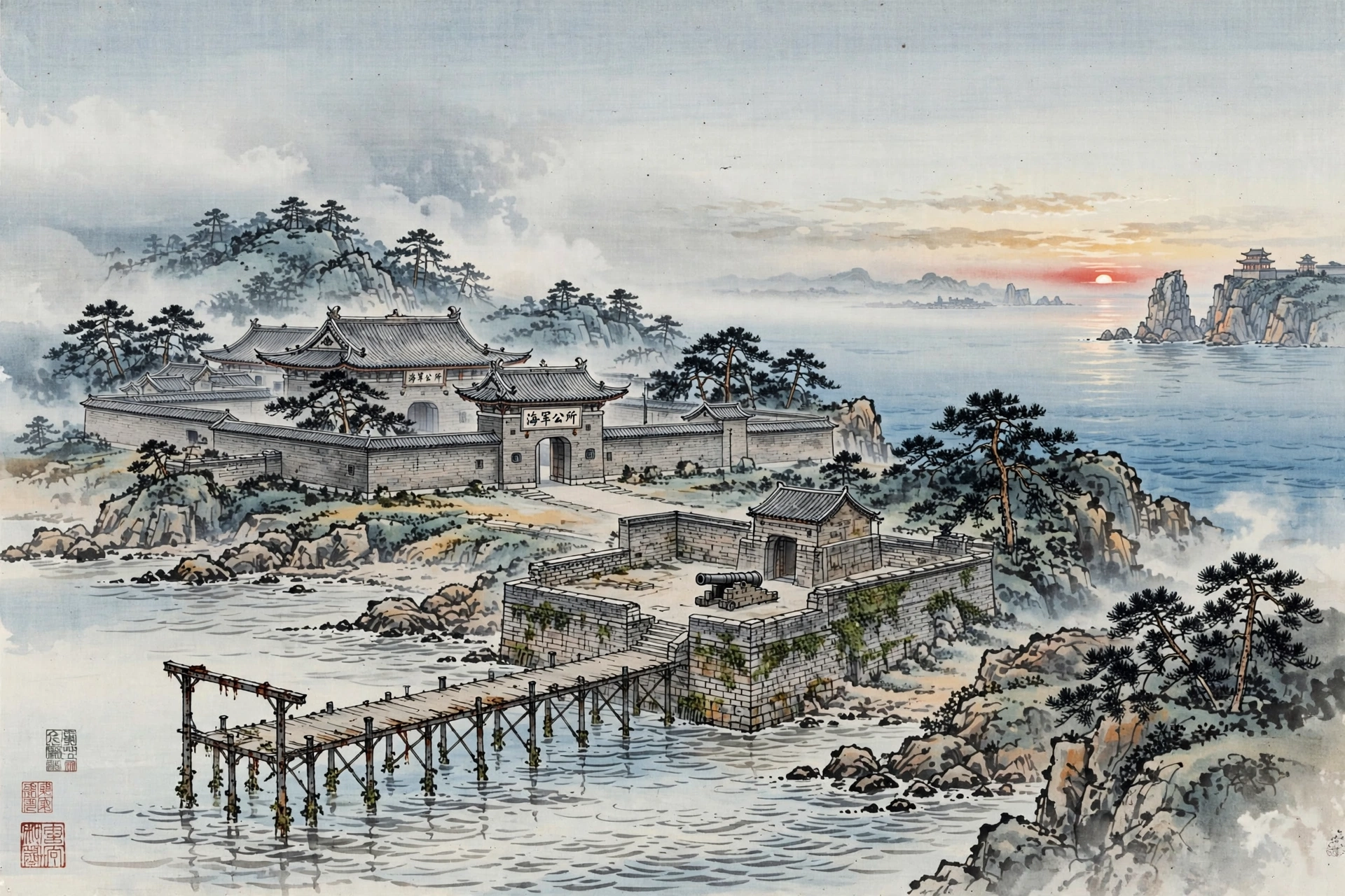 刘公岛插画
