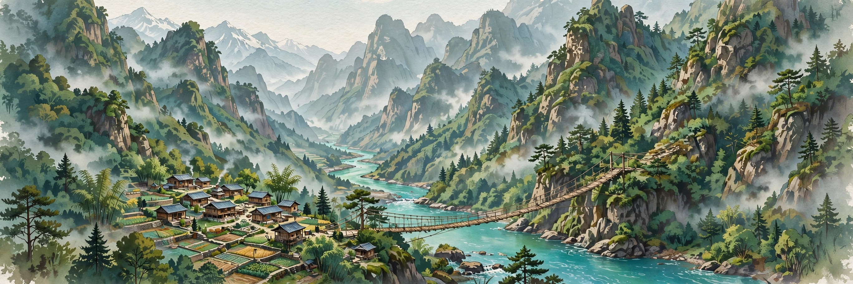 怒江大峡谷插画