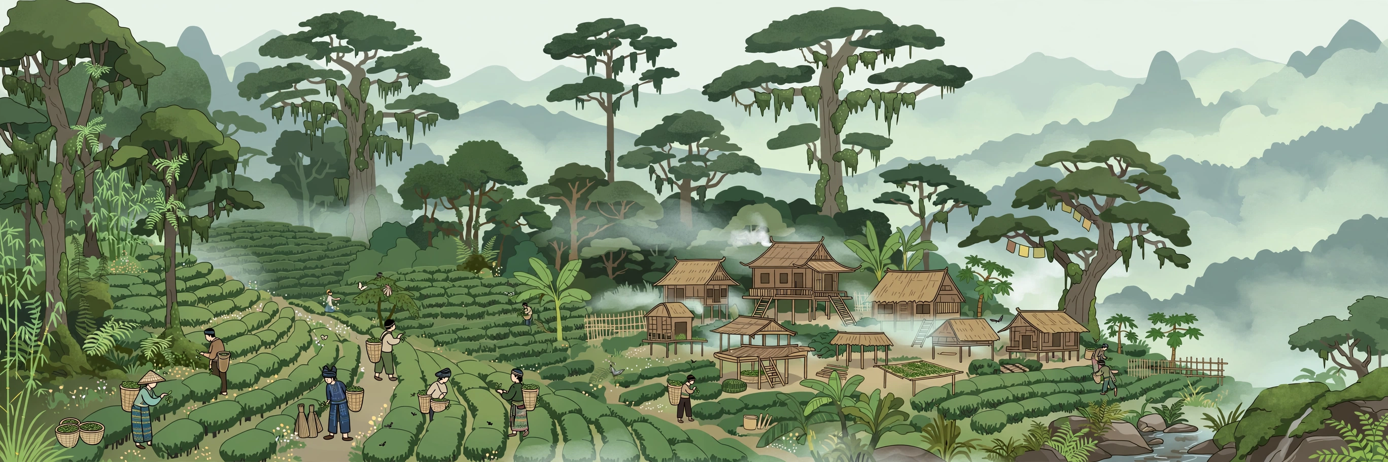 普洱景迈山插画