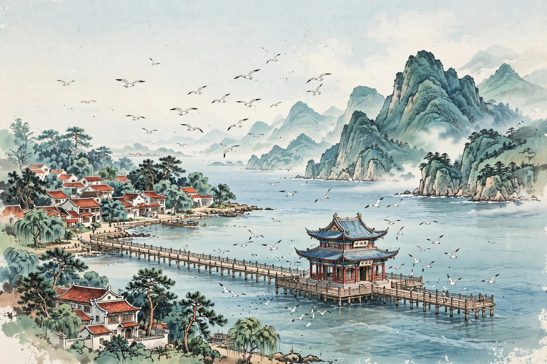 青岛海岸插画
