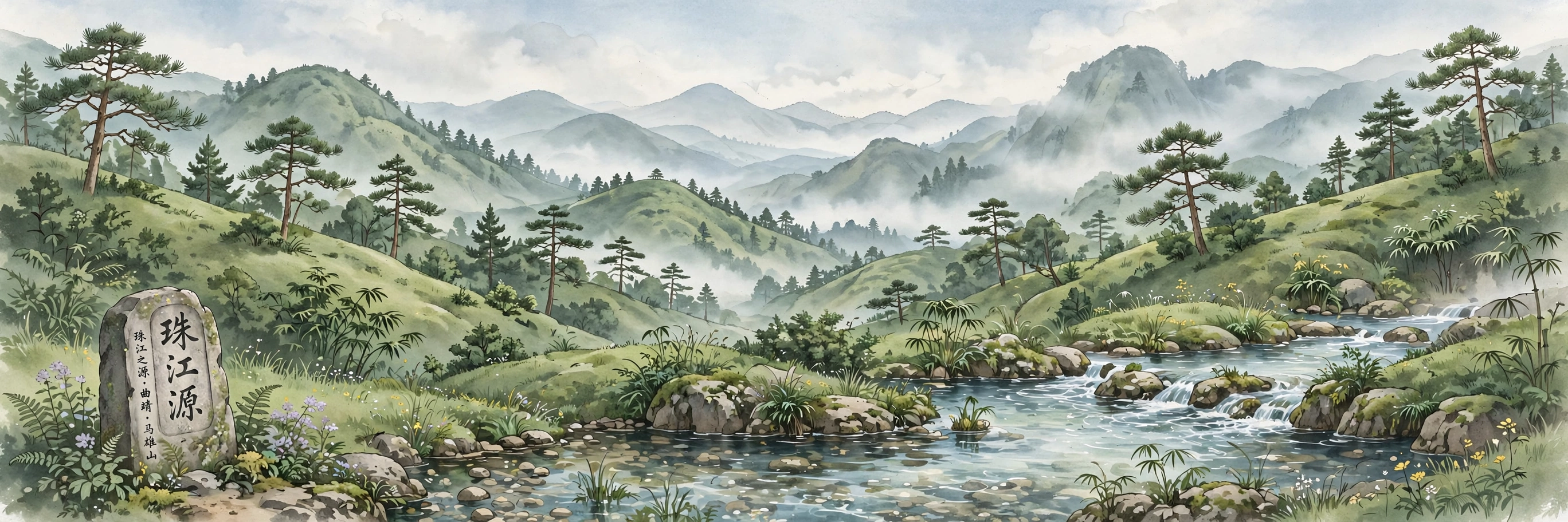 曲靖珠江源插画