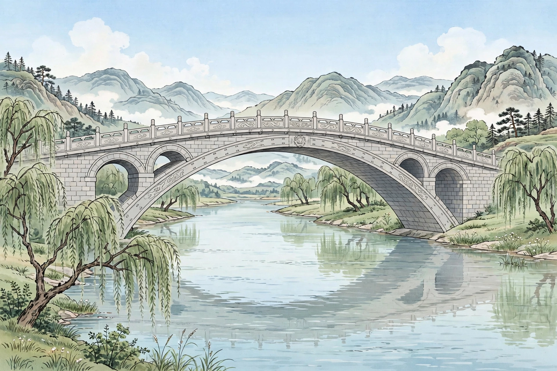 石家庄赵州桥插画