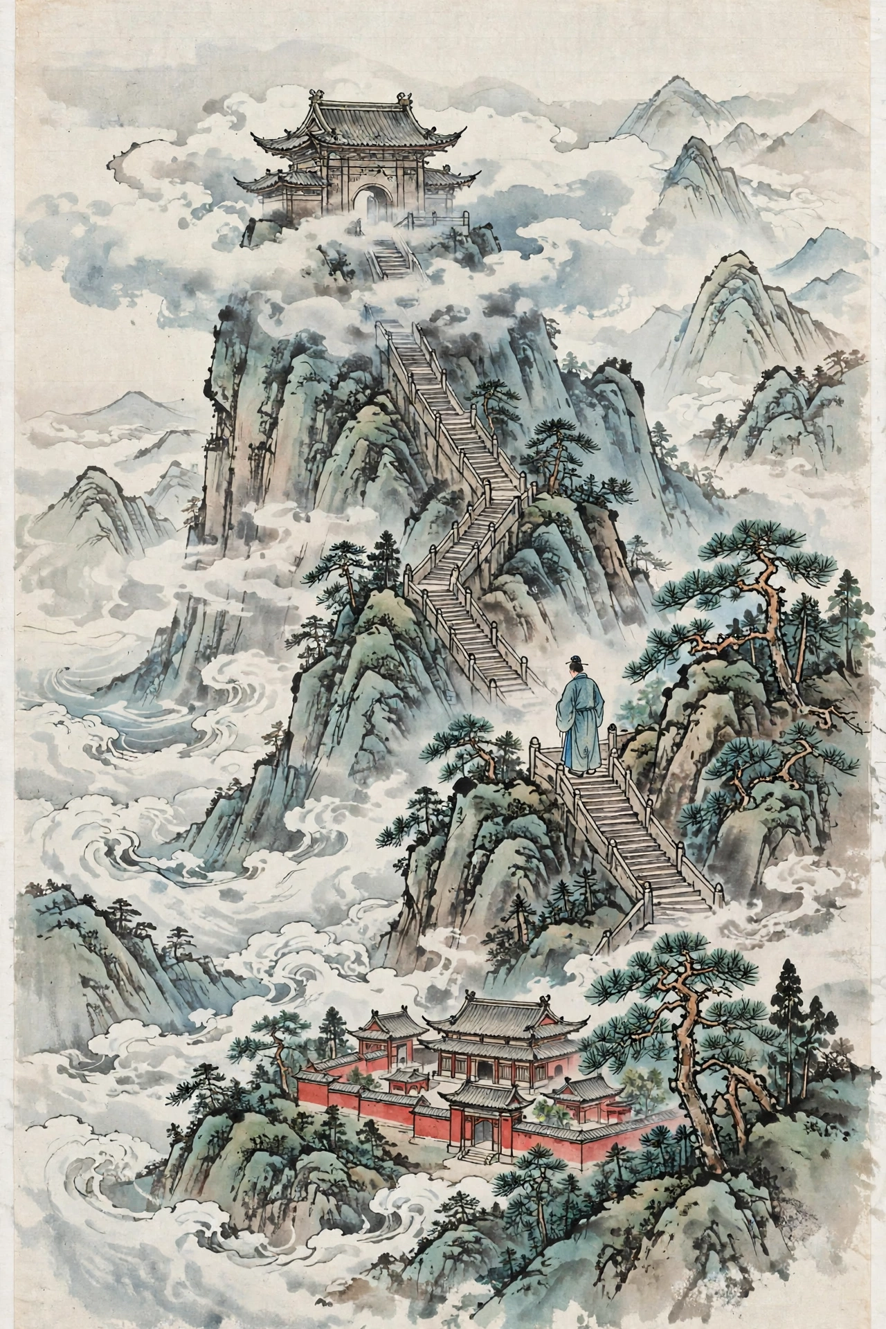 泰山十八盘插画