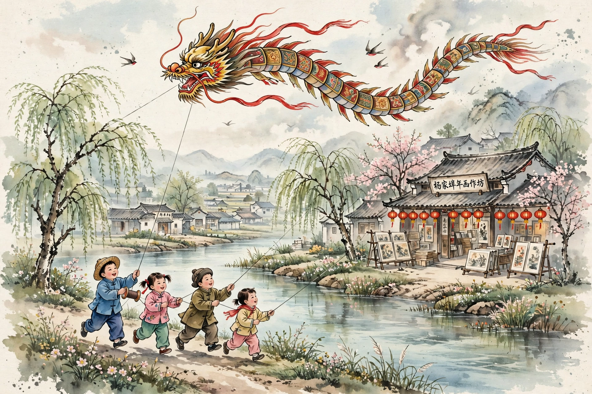 潍坊风筝插画