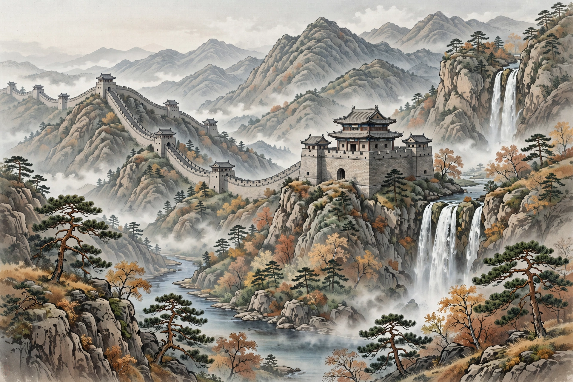 阳泉娘子关插画