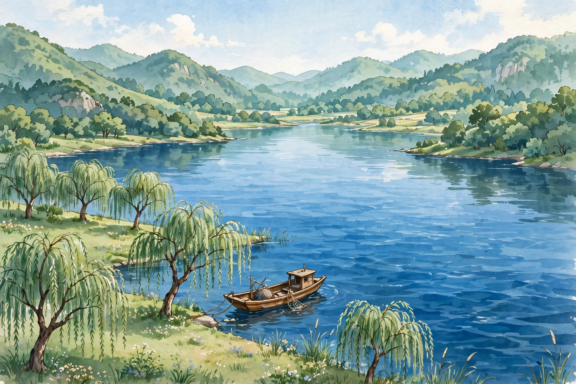 玉溪抚仙湖插画