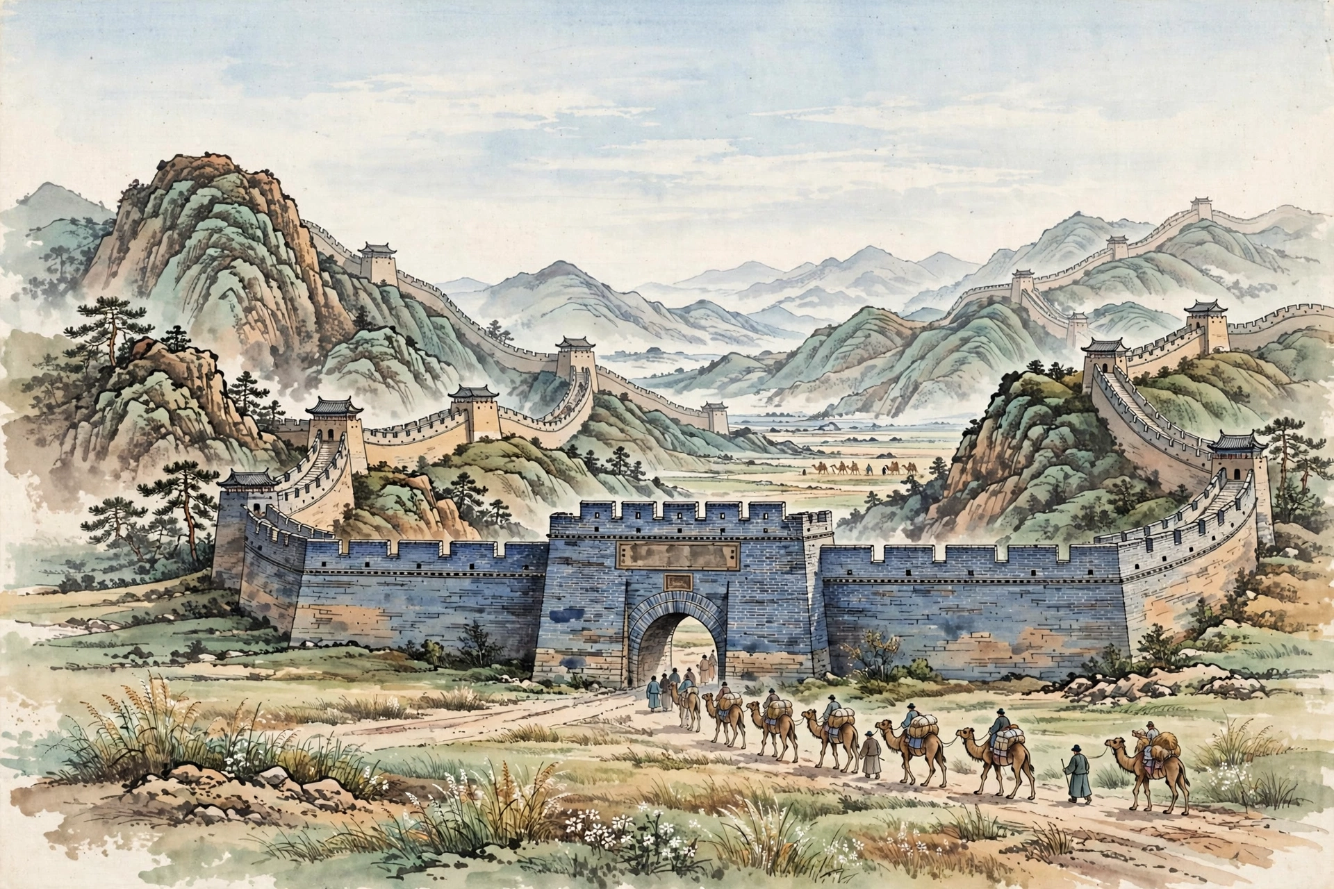 张家口大境门插画